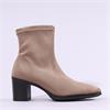Miss Elastic Block Heel Ankle Boot - Taupe Stretch